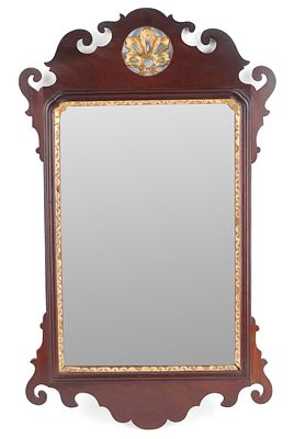 George III Mahogany and Parcel Gilt Looking Glass. George III Mahogany and Parcel Gilt Looking 