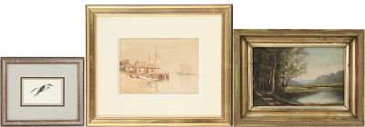 William Foster, Study of Applegate's Landing, Leonardo, New Jersey, Watercolor. William 