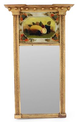 Classical Eglomise Panel Looking Glass. Classical Eglomise Panel Looking Glass American, 19th 