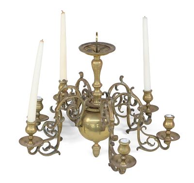 Dutch Six-Armed Brass Chandelier. Dutch Six-Armed Brass Chandelier c. 1820. 15 x 19 1/4 in. 