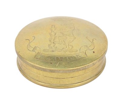 Earl of Warwick's Brass Skippet. Earl of Warwick's Brass Skippet A brass circular container to 