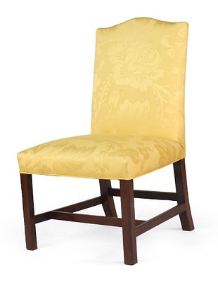 Chippendale Mahogany Back Stool. Chippendale Mahogany Back Stool English, c. 1765, with yellow 