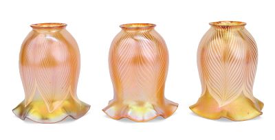Three Quezel Favrile Glass Lamp Shades. Three Quezel Favrile Glass Lamp Shades Tiffany Studios 