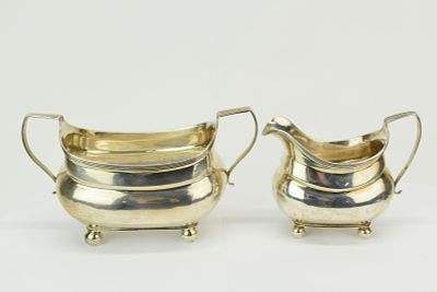 English Sterling Silver Creamer and Sugar Bowl. English Sterling Silver Creamer and Sugar 