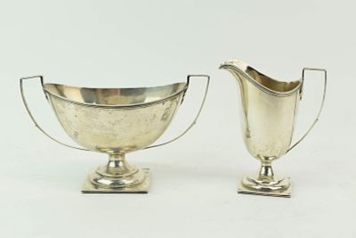 English Sterling Silver Creamer and Sugar Bowl. English Sterling Silver Creamer and Sugar 