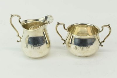 Fisher Sterling Silver Creamer and Sugar Bowl. Fisher Sterling Silver Creamer and Sugar 