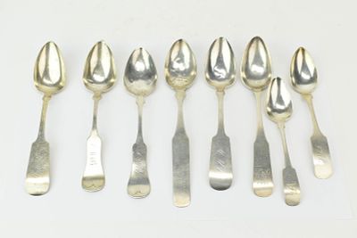 Group of Assorted Coin Silver Serving Spoons. Group of Assorted Coin Silver Serving 