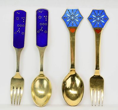 A. Michelsen Danish Sterling Silver Christmas Spoons & Forks. A. Michelsen Danish Sterling 