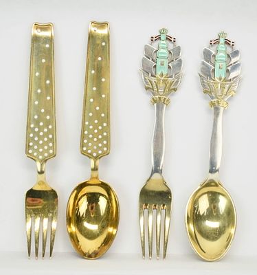 A. Michelsen Danish Sterling Silver Christmas Spoons & Forks. A. Michelsen Danish Sterling 