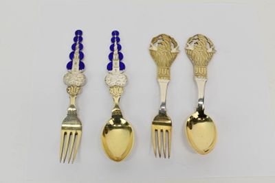A. Michelsen Danish Sterling Silver Christmas Spoons & Forks. A. Michelsen Danish Sterling 