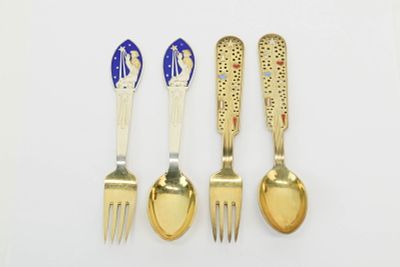 A. Michelsen Danish Sterling Silver Christmas Spoons & Forks. A. Michelsen Danish Sterling 