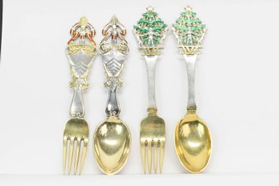 A. Michelsen Danish Sterling Silver Christmas Spoons & Forks. A. Michelsen Danish Sterling 