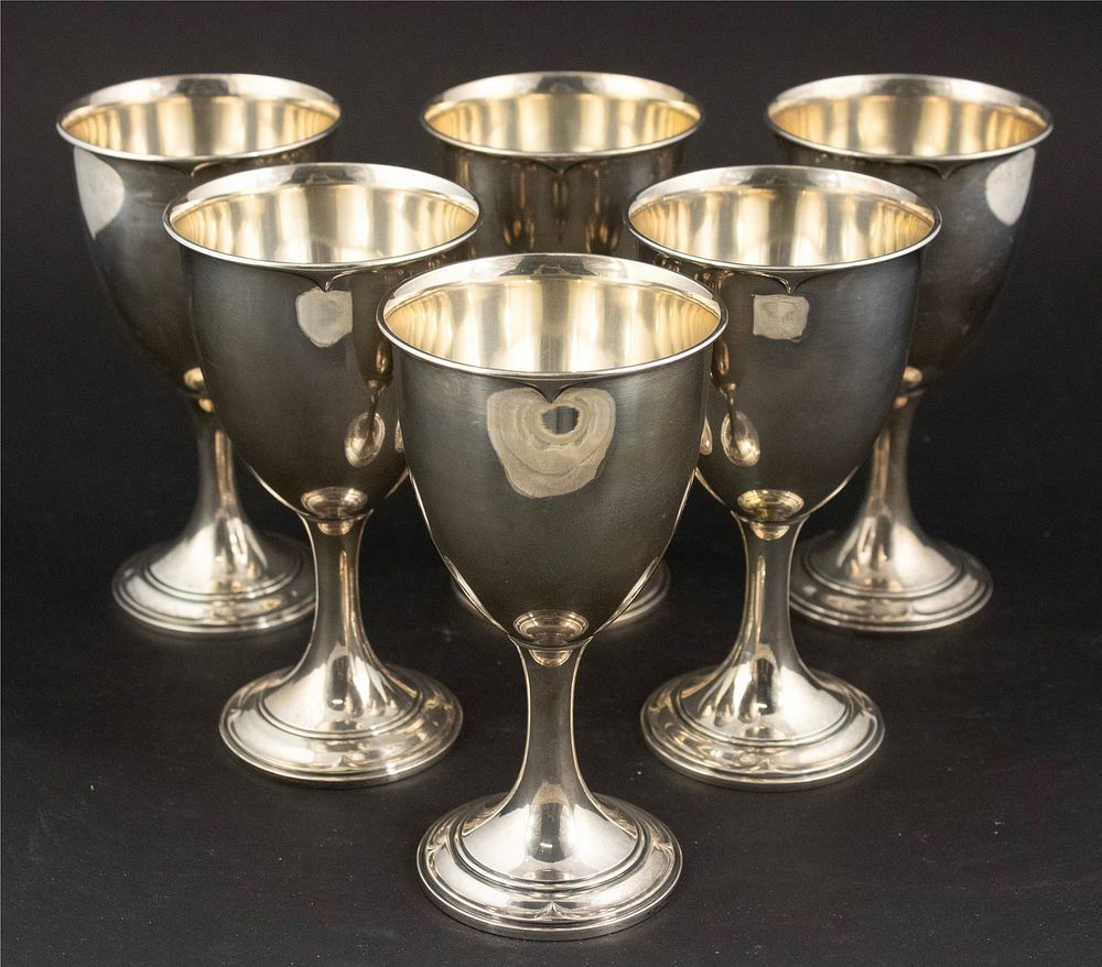 Six Gorham Sterling Silver Goblets. Six Gorham Sterling Silver Goblets Dolly Madison pattern. 