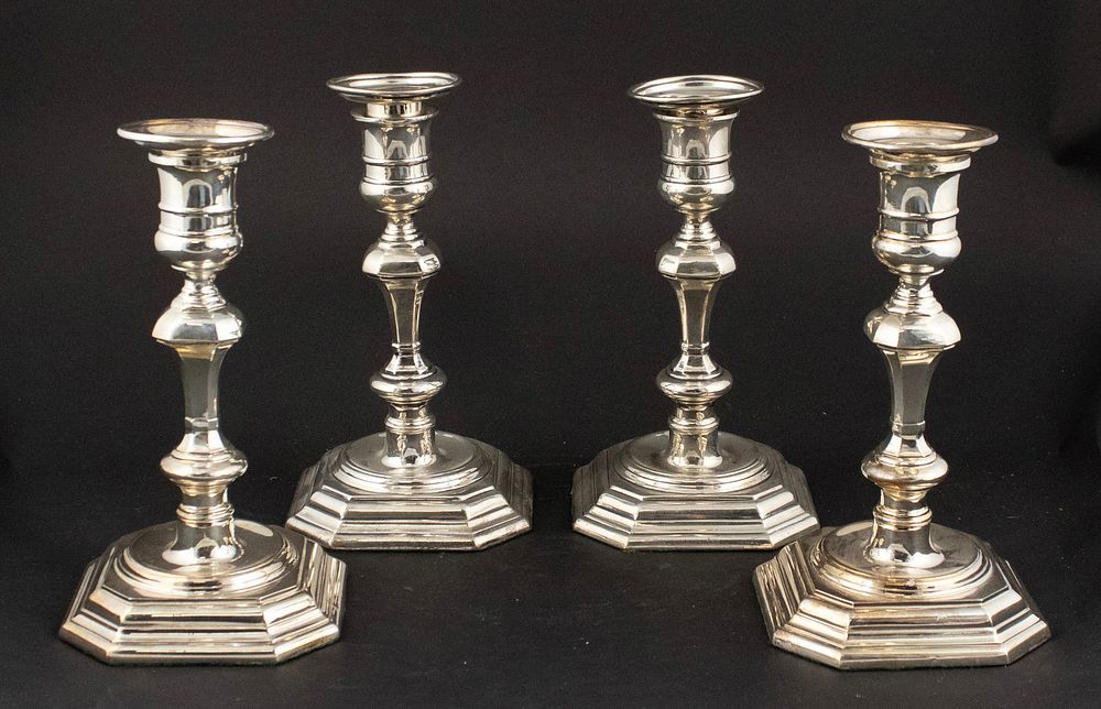 Two Pairs of Sterling Silver Candlesticks. Two Pairs of Sterling Silver Candlesticks English 