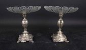 Pair of Continental Silver Plated and Glass Tazzas. Pair of Continental Silver Plated and Glass Image - 3