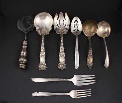 Assorted Sterling Silver Service Flatware. Assorted Sterling Silver Service Flatware An 