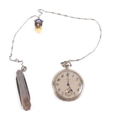 14K White Gold Howard Open Faced Gentleman's Pocketwatch. 14K White Gold Howard Open Faced 