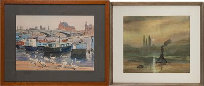 Keith Burtonshaw, England 1930-2008, Battersea From The River, Watercolor. Keith 