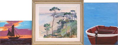 Landscape with Beach and Houses, Oil on Canvas. Landscape with Beach and Houses Oil on Canvas 