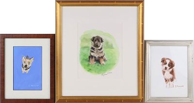 J. Mancuso, Three Dog Portraits, Mixed Media. J. Mancuso Three Dog Portraits Mixed Media 20th 