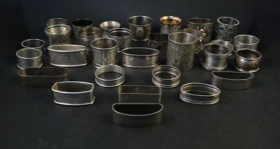 Collection of Antique Napkin Rings. Collection of Antique Napkin Rings Twenty are clearly 