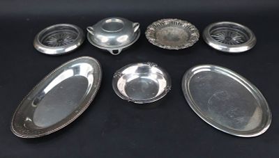 Pair of Sterling Silver and Glass Wine Bottle Coasters. Pair of Sterling Silver and Glass Wine 