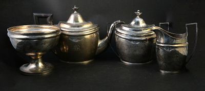 Joel Sayre NY Sterling Tea Set. Joel Sayre NY Sterling Tea Set Long Island, NY. (C. 1778-1818). 