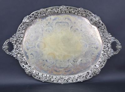 Large Ornate Hunt Roskell and Late Storr and Mortimer Tray. Large Ornate Hunt Roskell and Late 