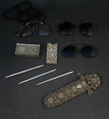 Vintage Eyeware and Vanity Items. Vintage Eyeware and Vanity Items Including a sterling silver 