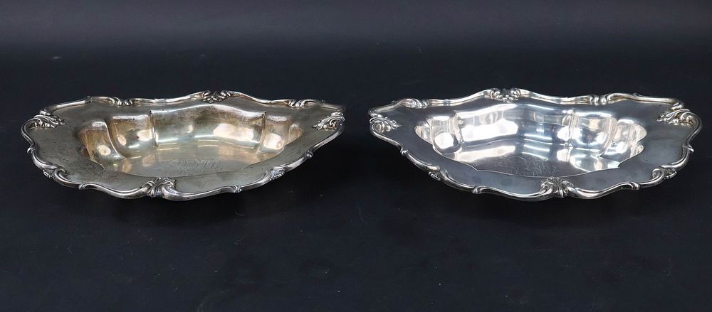 Pair of Sterling Silver Oval Bowls. Pair of Sterling Silver Oval Bowls By Whiting, #381S. 