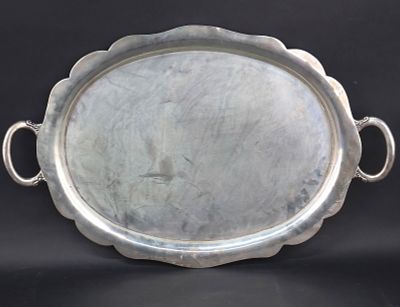 Sterling Silver Double Handled Serving Tray. Sterling Silver Double Handled Serving Tray With 