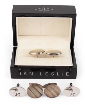 Two Pairs of Sterling Silver Cufflinks. Two Pairs of Sterling Silver Cufflinks Together with a 