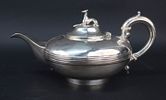 English Silver Teapot with a Greyhound Finial. English Silver Teapot with a Greyhound Image - 2