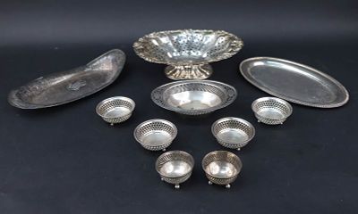 Seven Reticulated Sterling Silver Baskets and Nut Dishes. Seven Reticulated Sterling Silver 