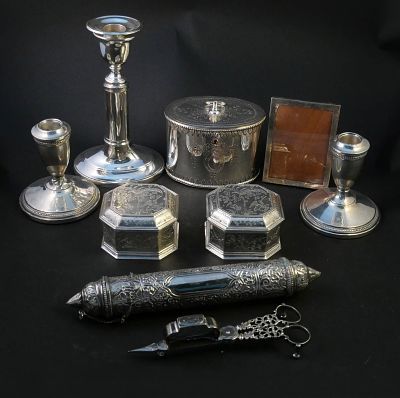 Pair of Sterling Silver Candlesticks. Pair of Sterling Silver Candlesticks 4"h. Together with 