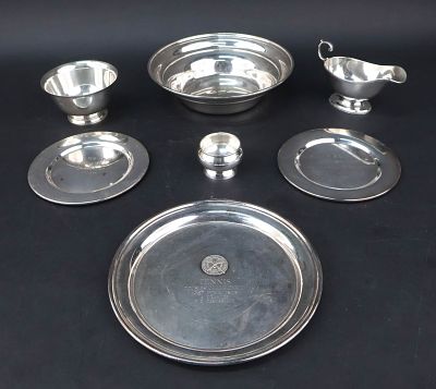 Group of Trophy Bowls and Plates. Group of Trophy Bowls and Plates Including: a 1936 sterling 