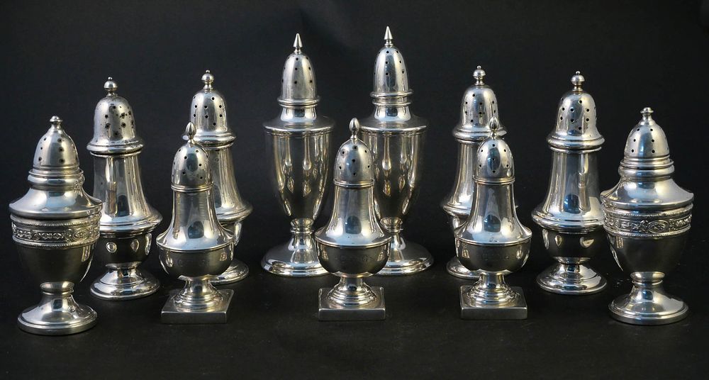 Collection of Silver Casters. Collection of Silver Casters Including Gorham, Steiff, and 