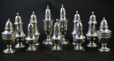 Collection of Silver Casters. Collection of Silver Casters Including Gorham, Steiff, and 