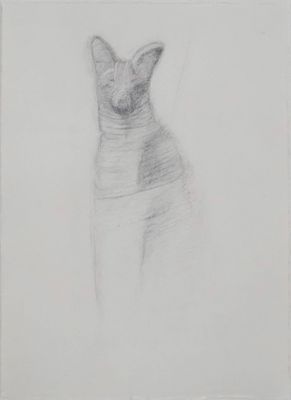 Attrib. to Purvis Young, American 1943-2010, Sitting Dog, Graphite on Cream Wove Paper. Attrib. 