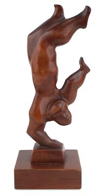 Chaim Gross, American/Austrian 1904-1991, Hand Stand, Wood Sculpture. Chaim 