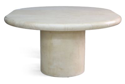 Karl Springer Style Round Dining Table. Karl Springer Style Round Dining Table Goat skin style 