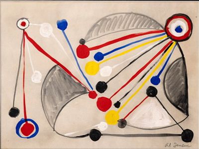 Alfred Julio Jensen, American 1903-1981, Geometric Abstract, Gouache on Paper. Alfred Julio 