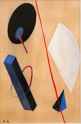 Abstract Geometric Forms, Gouache on Paper. Abstract Geometric Forms Gouache on Paper Initialed 