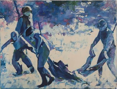 Monroe David Donsker, Carrying the Wounded, Oil on Canvas. Monroe David Donsker Carrying the 