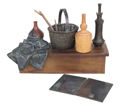 Steve Linn, American b. 1943, Still Lives (Giorgio Morandi), Bronze and Wood Installation. Steve 