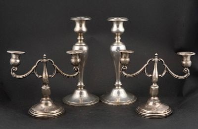 Two Pairs of Sterling Silver Candlesticks. Two Pairs of Sterling Silver Candlesticks Both 