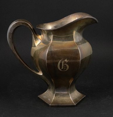 Faceted Sterling Silver Water Pitcher. Faceted Sterling Silver Water Pitcher Retailed by Black 