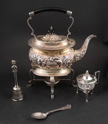 French Silver Mustard Stand. French Silver Mustard Stand With associated glass liner. Together 