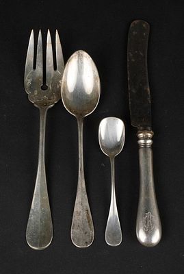 French Silver Partial Flatware Service. French Silver Partial Flatware Service Including: nine 