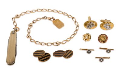Assorted Gold Cufflinks and Accessories. Assorted Gold Cufflinks and Accessories Including an 